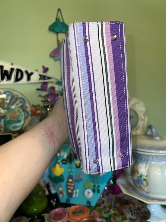 Vintage kate spade Purple and Lavender Striped Canvas Tote - Picture 6 of 11
